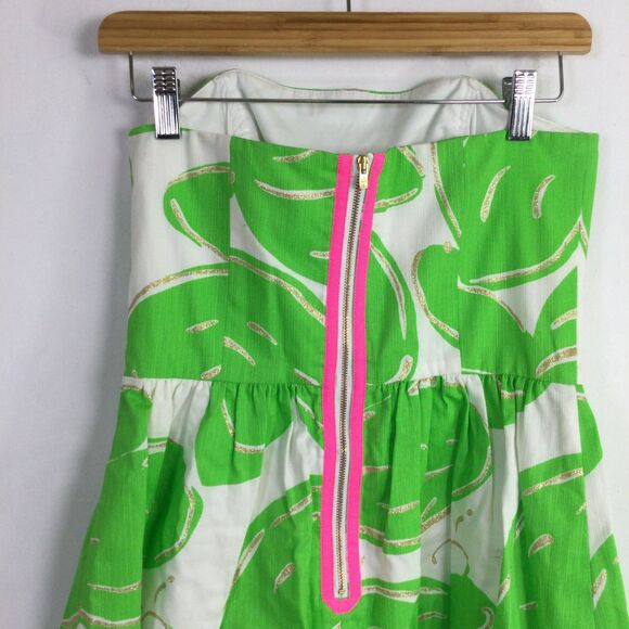 Lilly Pulitzer Womens Dress Lottie Stinger Strapless Mini Green White Size 4 - Picture 13 of 16